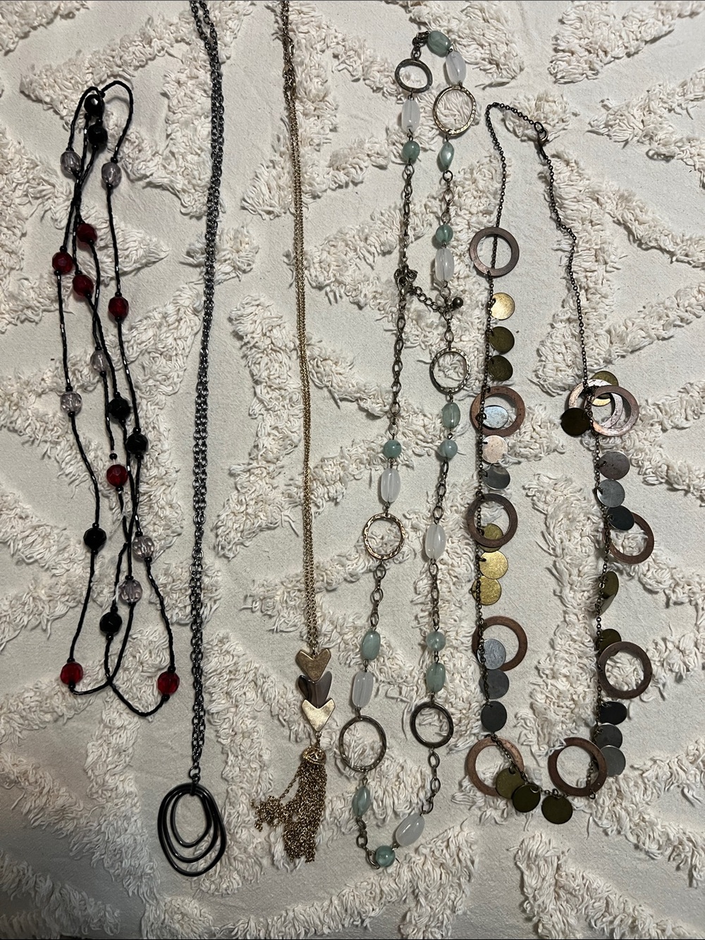 Layered Women’s Necklace Set in Red, Black, Gold and Silver Tones
